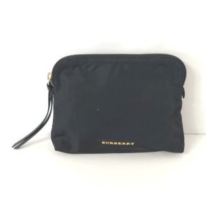 バーバリー Burberry ポーチ レディース - 黒 ナイロン【中古】20240306