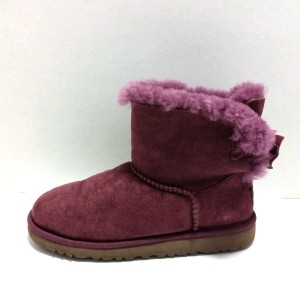 アグ UGG ショートブーツ レディース ナベア F27016E ボルドー リボン ムートン【中古】20240214