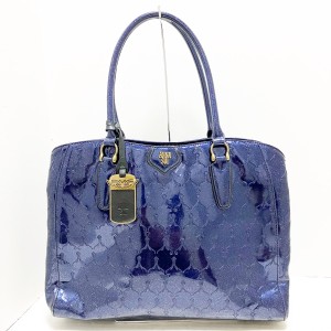 アナスイ ANNA SUI ハンドバッグ レディース - ダークネイビー 型押し加工 エナメル（レザー）【中古】20240308