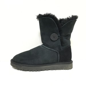 アグ UGG ショートブーツ 24 レディース ベイリー ボタン II 1016226 黒 ムートン【中古】20240309