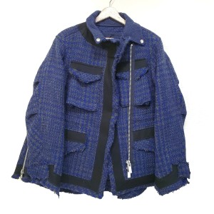 サカイ Sacai ブルゾン サイズ1 S レディース - ネイビー×ダークグレー×黒 長袖/秋/冬【中古】20240214