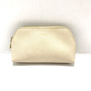 フルラ FURLA ポーチ レディース - ベージュ レザー【中古】20240303