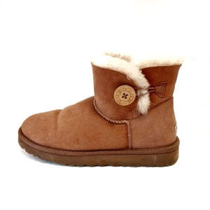 アグ UGG ショートブーツ JAPAN 240 レディース ミニベイリーボタン 3352 ブラウン ムートン【中古】20240220