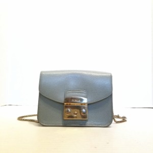 フルラ FURLA ショルダーバッグ レディース メトロポリス ブルーグレー チェーンショルダー レザー【中古】20240310