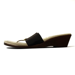 アイランドスリッパ ISLAND SLIPPER サンダル 8 レディース - ダークブラウン×ベージュ×ゴールド ナイロン×レザー【中古】20240301