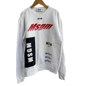 エムエスジィエム MSGM トレーナー サイズS メンズ 美品 - 白×黒×レッド 長袖/裏起毛 綿【中古】20240402