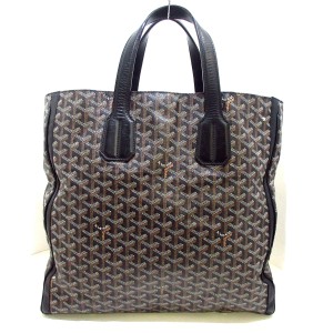 ゴヤール GOYARD トートバッグ レディース サックヴォルテール 黒×白×ブラウン コーティングキャンバス×レザー【中古】20240512