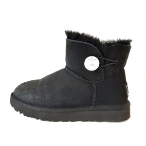 アグ UGG ショートブーツ JAPAN 23 レディース ミニベイリーボタンブリング 1016554W 黒 ムートン【中古】20240319