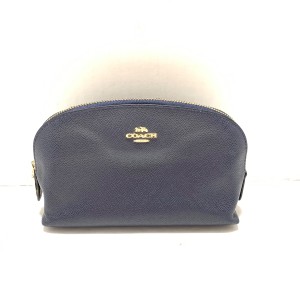 コーチ COACH ポーチ レディース - 57844 ダークネイビー レザー【中古】20240309