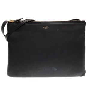 セリーヌ CELINE ショルダーバッグ レディース トリオラージ 171453ETA.38NO 黒 レザー【中古】20240401