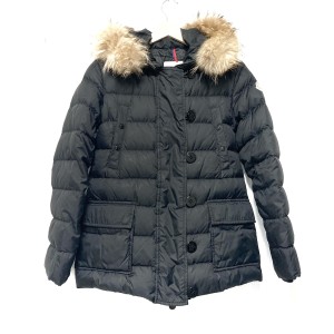 モンクレール MONCLER ダウンジャケット サイズ0 XS レディース - 黒 長袖/ファー/冬/秋【中古】20240409