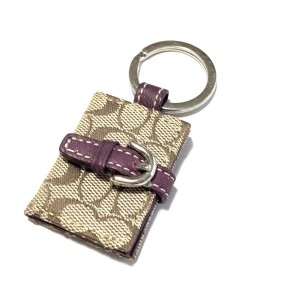 コーチ COACH キーホルダー(チャーム) レディース - カーキ×ボルドー×シルバー ジャガード×レザー×金属素材【中古】20240306