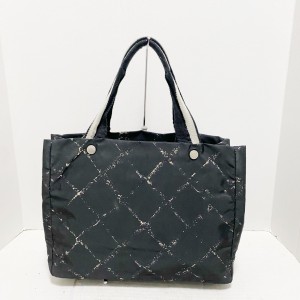 シャネル CHANEL トートバッグ レディース 旧トラベルライン 黒×アイボリー ナイロン【中古】20240414