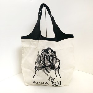 アナスイ ANNA SUI トートバッグ レディース 美品 - アイボリー×黒 麻×コットン×ポリエステル【中古】20240309