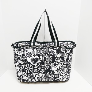 レスポートサック LESPORTSAC ボストンバッグ レディース - 黒×白 花柄/本体ロックなし レスポナイロン【中古】20240330