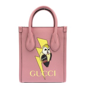 グッチ GUCCI トートバッグ レディース 美品 - 671623 ピンク×イエロー ばなにゃコラボ/BNF レザー【中古】20240229