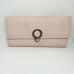 ブルガリ BVLGARI 長財布 レディース ブルガリブルガリ ライトピンク×シルバー レザー【中古】20240312