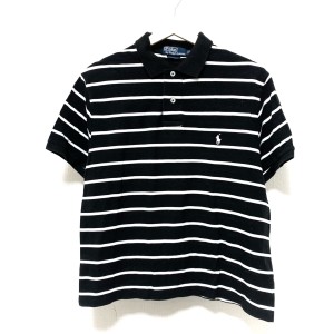 ポロラルフローレン POLObyRalphLauren 半袖ポロシャツ サイズLL レディース - 黒×白 ボーダー【中古】20240410