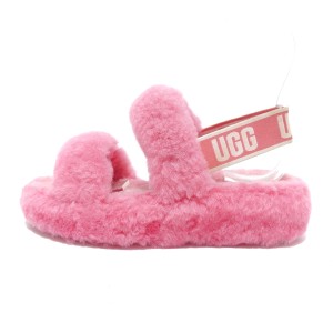 アグ UGG サンダル 24 レディース オーイヤー 1107953 ピンク シープファー【中古】20240406