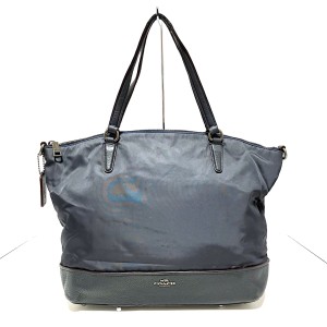 コーチ COACH ハンドバッグ レディース - F57902 ダークネイビー ナイロン×レザー【中古】20240327