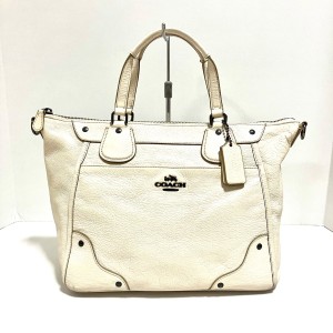 コーチ COACH ハンドバッグ レディース ミッキー グレーン レザー サッチェル F34040 アイボリー レザー【中古】20240327