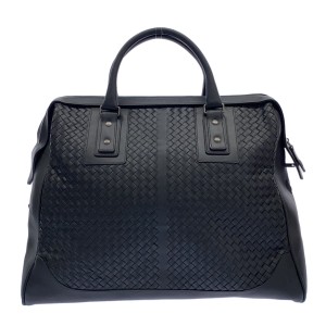 ボッテガヴェネタ BOTTEGA VENETA ボストンバッグ レディース イントレチャート 154922 黒 レザー【中古】20240424