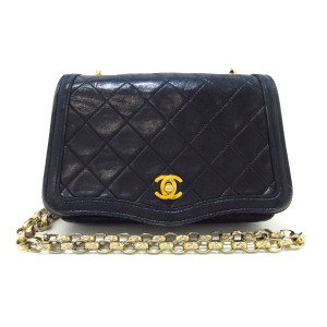 シャネル CHANEL ショルダーバッグ レディース マトラッセ 黒 ビジューチェーン/ゴールド金具/ミニサイズ ラムスキン【中古】20240519