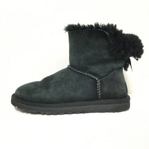 アグ UGG ショートブーツ 22 レディース ミニベイリーボウ 1005062 黒 リボン ムートン【中古】20240310