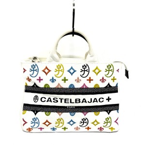 カステルバジャック Castelbajac ハンドバッグ レディース - 白×ブルー×マルチ 刺繍/Castelbajac+ キャンバス【中古】20240403