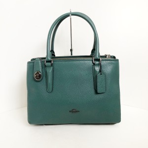 コーチ COACH ハンドバッグ レディース ブルックリンキャリーオール28ペブル 56839 ダークグリーン レザー【中古】20240403