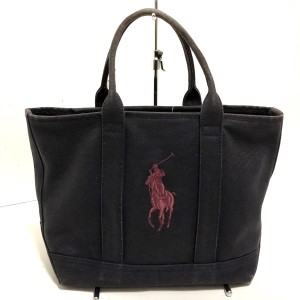 ラルフローレン RalphLauren トートバッグ レディース ビッグポニー ダークネイビー×ボルドー 刺繍 キャンバス【中古】20240312