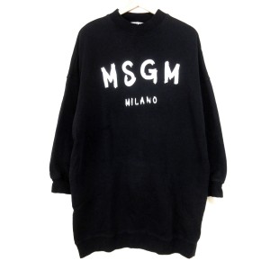 エムエスジィエム MSGM ワンピース サイズM レディース - 黒×白 長袖/ひざ丈【中古】20240320