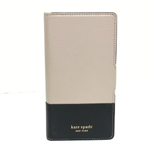 ケイトスペード Kate spade 携帯電話ケース レディース - ベージュ×黒 スマートフォンケース レザー【中古】20240309