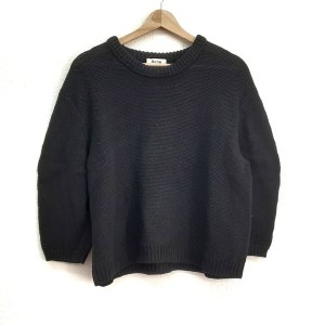 アクネ ストゥディオズ ACNE STUDIOS 七分袖セーター サイズL レディース 美品 - 黒 クルーネック【中古】20240320