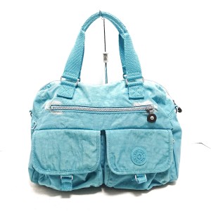 キプリング Kipling ハンドバッグ レディース - ライトブルー×ライトグレー ナイロン【中古】20240409