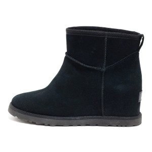 アグ UGG ショートブーツ JAPAN 24 レディース 美品 フェム ミニ 1104609 黒 インヒール ムートン【中古】20240322