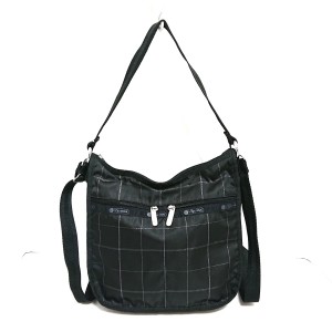 レスポートサック LESPORTSAC ショルダーバッグ レディース - 黒×シルバー チェック柄/2way レスポナイロン【中古】20240406