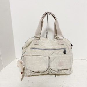 キプリング Kipling ハンドバッグ レディース - ライトベージュ 2way ナイロン【中古】20240403