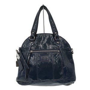 コーチ COACH ハンドバッグ レディース - 18718 ネイビー エナメル（レザー）【中古】20240510