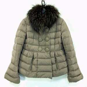 モンクレール MONCLER ダウンジャケット サイズ1 S レディース KELLYFUR(ケリーファー) ダークブラウン 冬物【中古】20240322