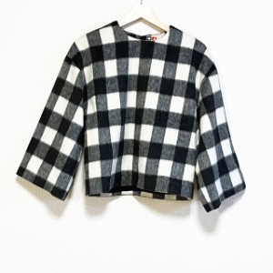 エムエスジィエム MSGM 長袖カットソー サイズ38 M レディース 美品 - 黒×アイボリー チェック柄【中古】20240405