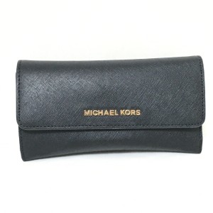 マイケルコース MICHAEL KORS 長財布 レディース - 黒 レザー【中古】20240315