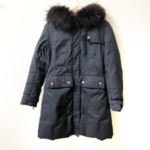 モンクレール MONCLER ダウンコート サイズ0 XS レディース - 黒 長袖/ファー/秋/冬【中古】20240410