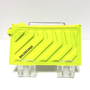 バレンシアガ BALENCIAGA コインケース レディース - 683425 イエローグリーン カードケース付き レザー【中古】20240330