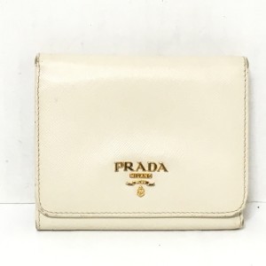 プラダ PRADA 3つ折り財布 レディース - 白 レザー【中古】20240421