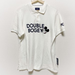 パーリーゲイツ 半袖ポロシャツ サイズ5 XL メンズ 053-1260001 白×黒 Disneyコラボ/ミッキーマウス/DOUBLE BOGEY【中古】20240413