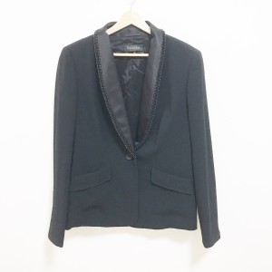 エスカーダ ESCADA ジャケット サイズ42 L レディース - 黒 長袖/ビーズ/肩パッド/春/秋【中古】20240424