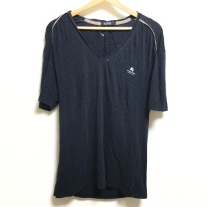 バーバリーブラックレーベル Burberry Black Label 半袖Tシャツ サイズ2 M メンズ - ダークネイビー Vネック【中古】20240410