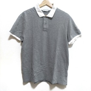 モンクレール MONCLER 半袖ポロシャツ サイズL メンズ MAGLIA POLO MANICA CORTA グレー×白【中古】20240503