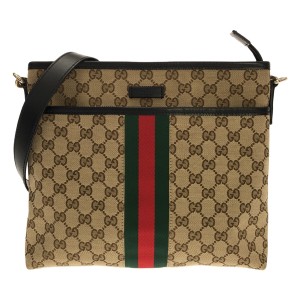 グッチ GUCCI ショルダーバッグ レディース 美品 GG柄,シェリー(ウェブ) 388926 ベージュ×黒×マルチ ストラップ着脱可【中古】20240510